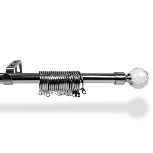 STEEL ROD for adjustable CURTAIN DIAMETER 19 MM. Complete with RINGS mod. Diamond