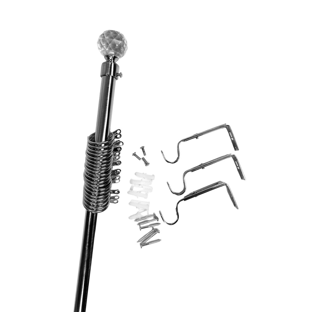 STAHLSTANGE für verstellbaren VORHANGDURCHMESSER 19 MM. Komplett mit RINGEN mod. Diamant