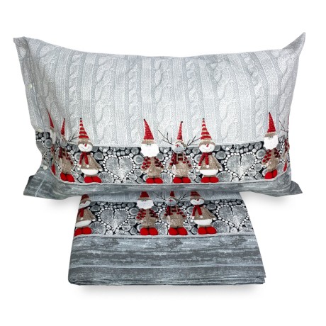 Christmas sheet set with elves and snowmen
