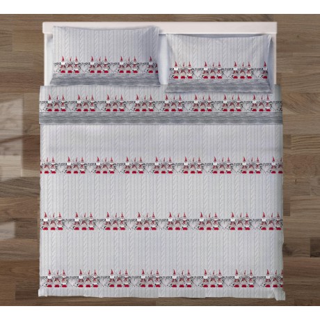 Christmas sheet set with elves and snowmen
