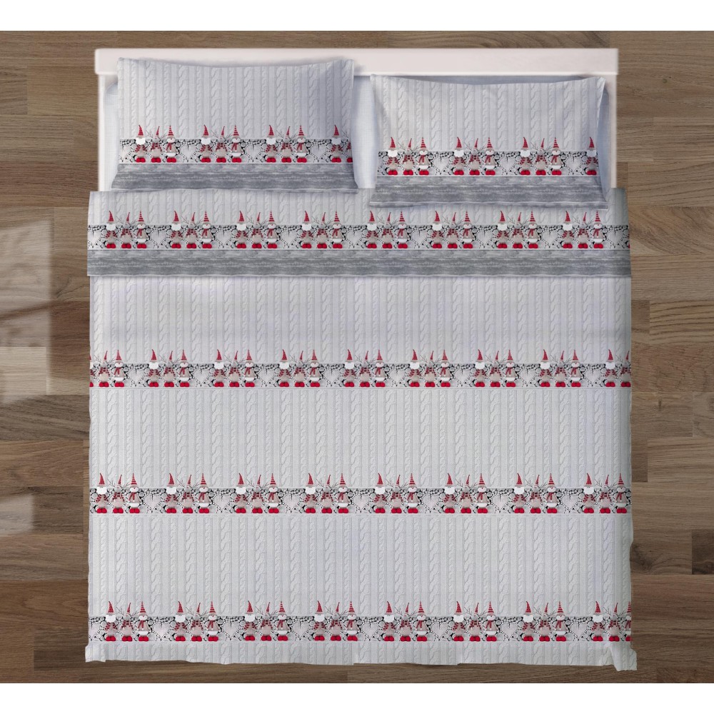 Christmas sheet set with elves and snowmen