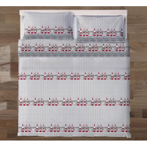 Christmas sheet set with elves and snowmen