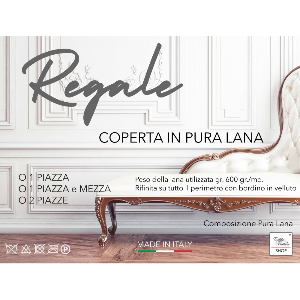 COUVERTURE EN PURE LAINE ROYALE VIERGE Double