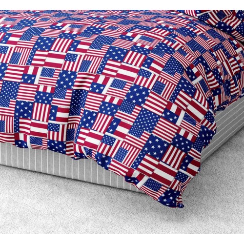 AMERICAN FLAGS DUVET COVER in soft Microfiber AMERICA U.S.A Made in Italy