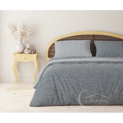 Housse de couette en flanelle FLANELLE BICOLOR gris en Coton Pur