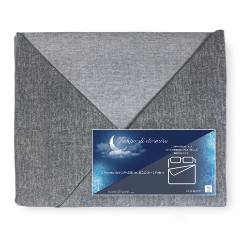 DUVET COVER IN FLANELLATO TWO-TONE GRAY FLANELLATO IN PURE COTTON