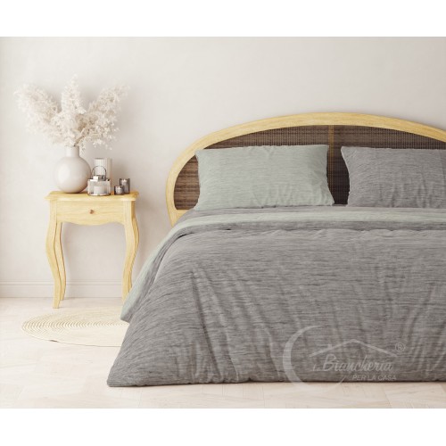 HOUSSE DE COUETTE FLANELLE FLANELLE BICOLORE BEIGE EN PUR COTON