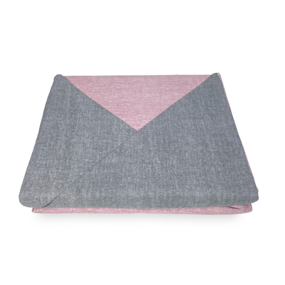Housse de couette en flanelle FLANELLE BITONE Gris et Rose en Coton Pur