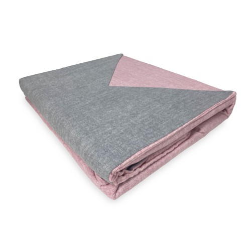 Housse de couette en flanelle FLANELLE BITONE Gris et Rose en Coton Pur