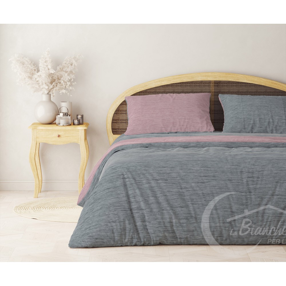 Housse de couette en flanelle grise et rose Housse de couette en flanelle grise et rose