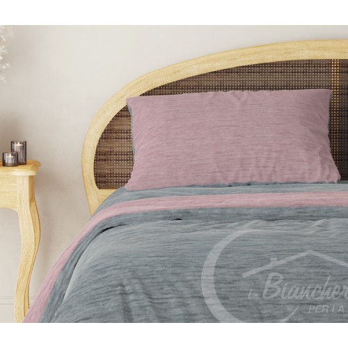 Duvet cover in FLANELLATO Two-tone Grey and Pink flanellato in Pure Cotton
