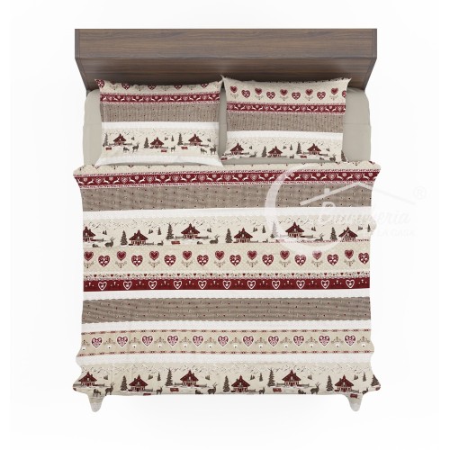 Toison d’hiver COMPLETE en flanelle anti-boulochage VALBADIA de style tyrolien en pur coton