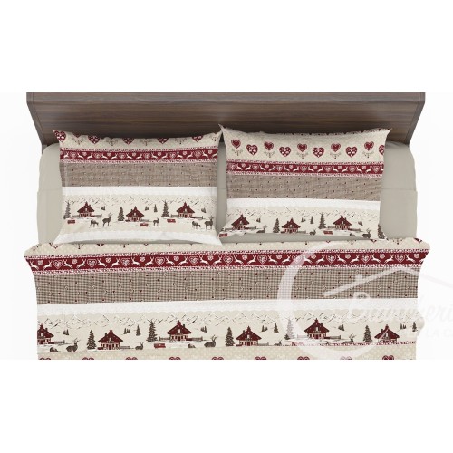 SET Winter sheet Fleece in anti-pilling FLANNEL VALBADIA in Tyrolean style in pure cotton