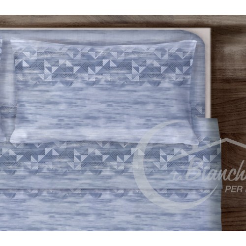 COMPLETO lenzuola LENZUOLA ROMBI Blu in Puro Cotone Made in Italy