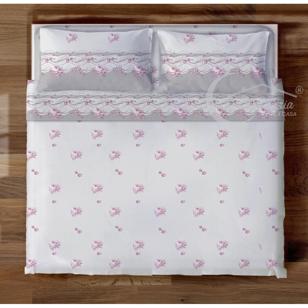 Lit floral classique sur rose en pur coton Lit floral classique sur rose en pur coton