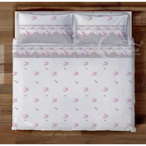 Lit floral classique sur rose en pur coton