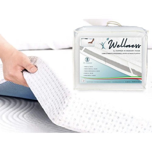 Colchón TOPPER Wellness for Corrector en MEMORY FOAM HD espesor 5 cm. Funda hipoalergénica y extraíble fabricada en Italia