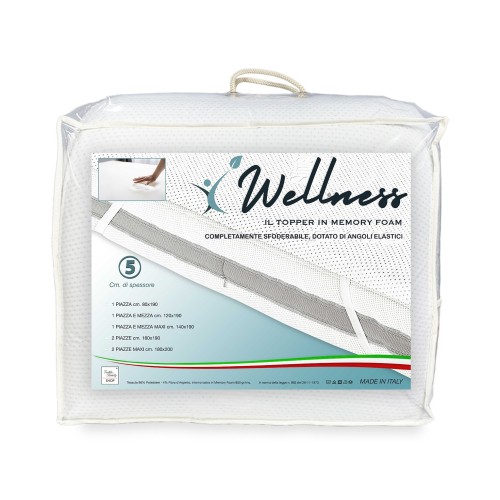 TOPPER Wellness for Corrector mattress in MEMORY FOAM HD thickness 5 cm. Hypoallergenic and Removable Cover Made in Italy