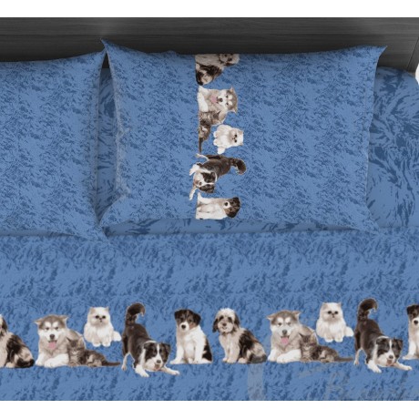 Drap en coton avec chiens et chats