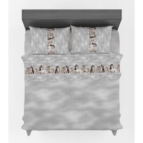 Sheet with cats on gray