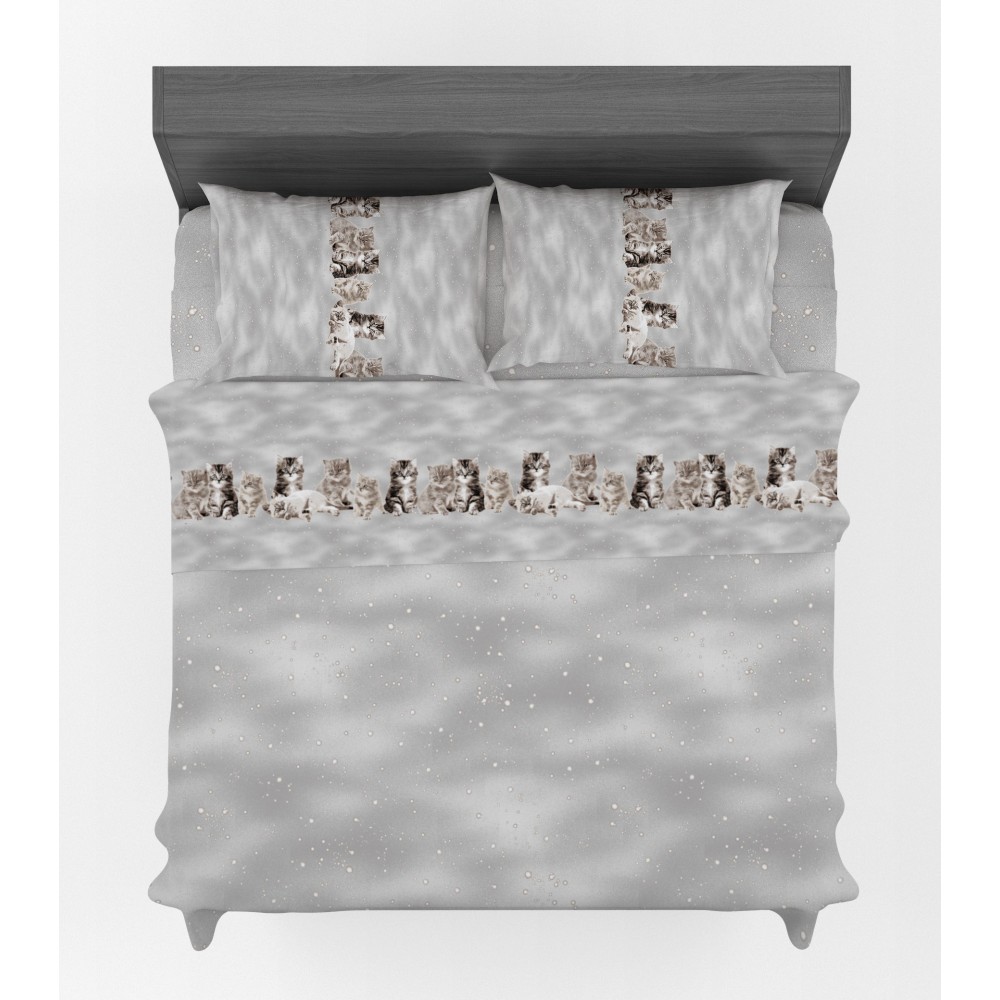 SET OF SHEETS SHEET Amici GATTI grey in pure cotton made in Italy