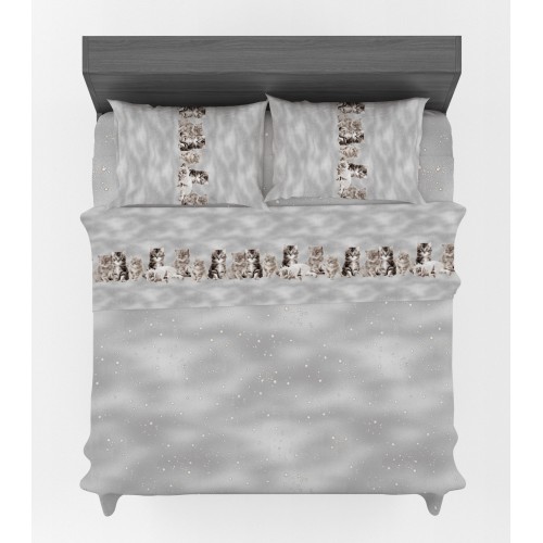 SET OF SHEETS SHEET Amici GATTI grey in pure cotton made in Italy