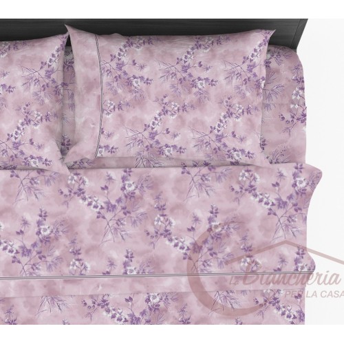 Stilisiertes rosafarbenes FLOWER SHEET SET aus reiner Baumwolle, hergestellt in Italien