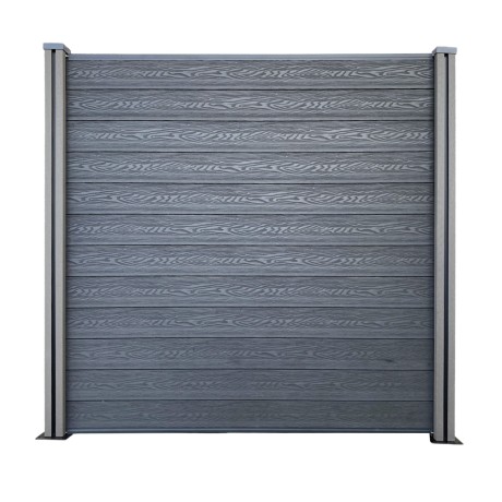 SET CORINTO Zaunplatte aus WPC-Grau Holzeffekt Höhe cm. 185 Paneelbreite cm. 180 Verlegung auf Beton
