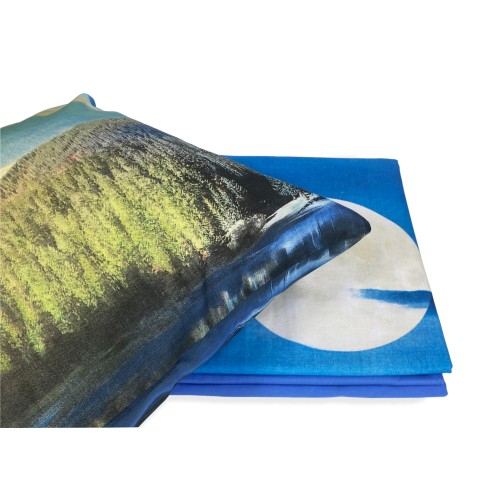 FEUILLE DE COUVRE-LIT COMPLÈTE IMPRESSION NUMÉRIQUE SUNSPREAD et LUNE AVEC SAC GARDER DOUBLE 2 carrés