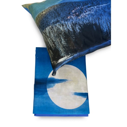 FEUILLE DE COUVRE-LIT COMPLÈTE IMPRESSION NUMÉRIQUE SUNSPREAD et LUNE AVEC SAC GARDER DOUBLE 2 carrés