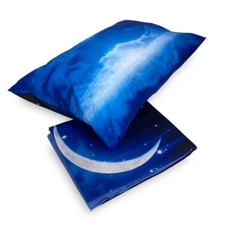 lenzuolo con funzione di copriletto stampato con luna in una notte stellata