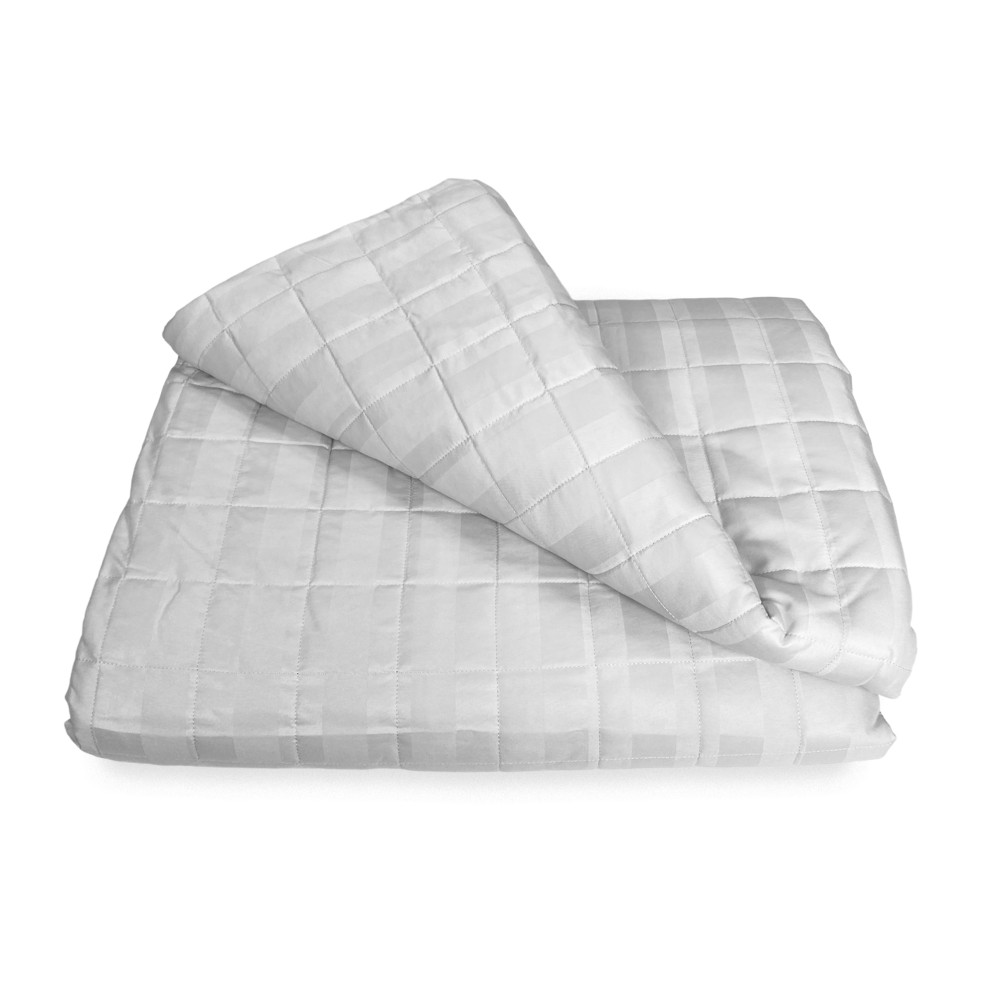 SATIN QUILTED BEDSPREAD Striped SOLID GREY Pearl Double