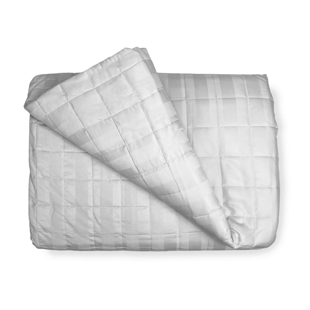 SATIN QUILTED BEDSPREAD Striped SOLID GREY Pearl Double