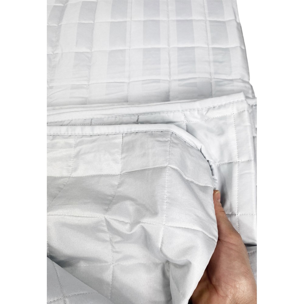 COLCHA ACOLCHADA DE RASO Rayas GRIS LISO Perla Doble