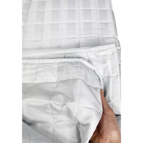 SATIN QUILTED BEDSPREAD Striped SOLID GREY Pearl Double