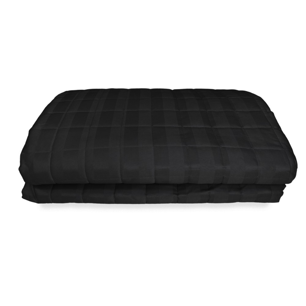 COLCHA ACOLCHADA DE RASO Rayas SOLID BLACK Doble