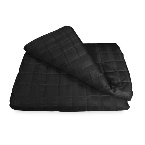 BEDSPREAD matelassé RASATELLO rayé COULEUR UNIE NOIR Double