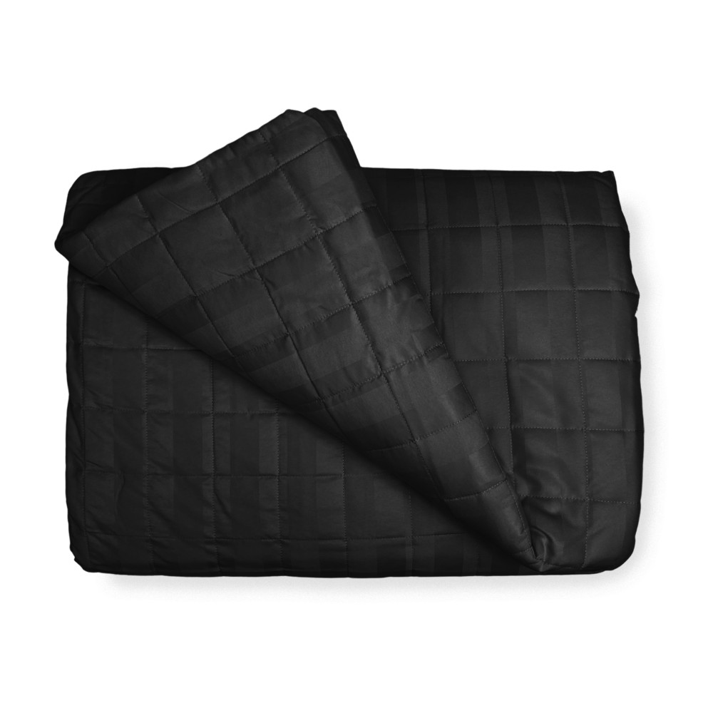 BEDSPREAD matelassé RASATELLO rayé COULEUR UNIE NOIR Double