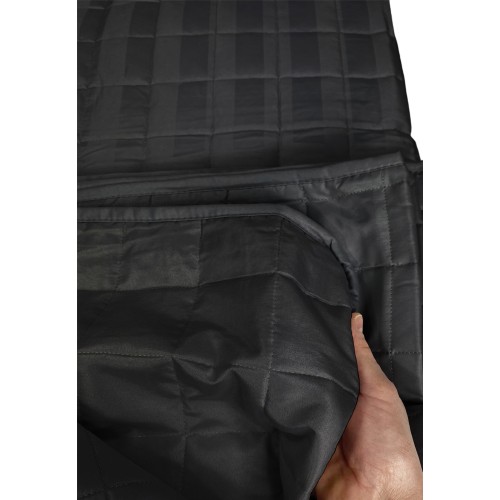 GESTEPPTE TAGESDECKE AUS SATIN Gestreift SOLID BLACK Double