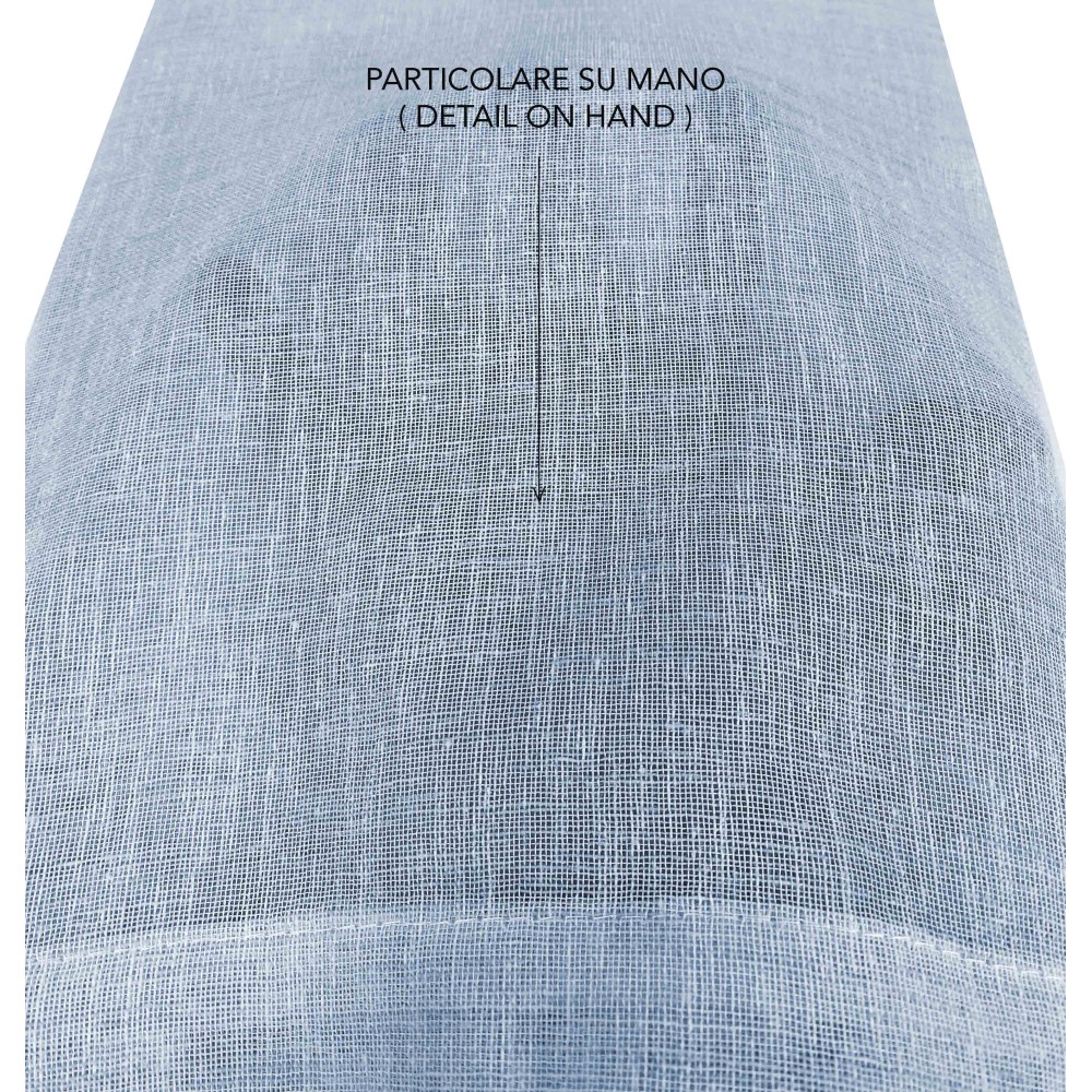 Par de cortinas de cristal modernas SIMPLY Azul claro - tejido de poliéster bouclé semitransparente, borde de túnel