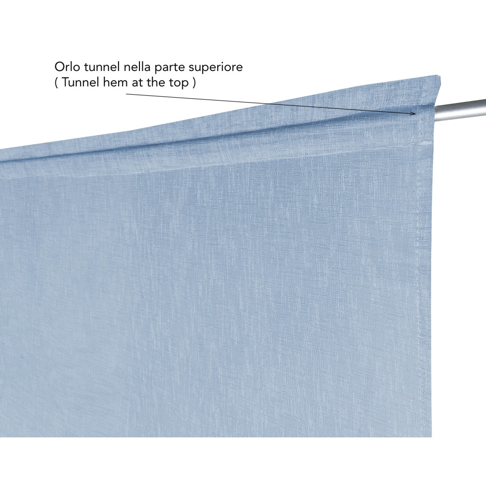 Paire de rideaux en verre modernes SIMPLY Bleu clair - tissu polyester bouclé semi-transparent, bord tunnel