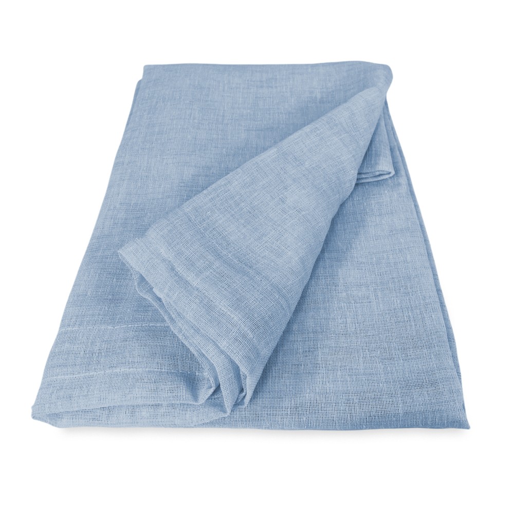 Paire de rideaux en verre modernes SIMPLY Bleu clair - tissu polyester bouclé semi-transparent, bord tunnel