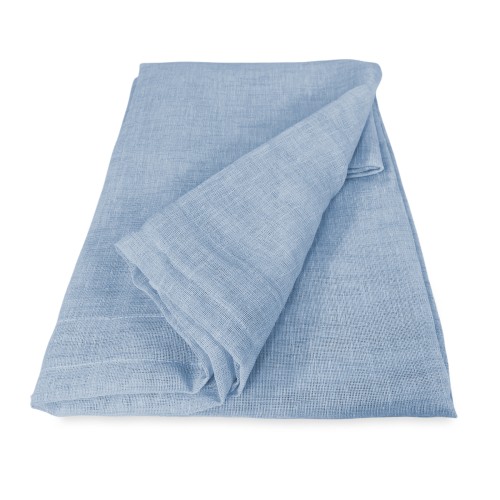 Pair of modern glass curtains SIMPLY Light blue - semi-transparent bouclé polyester fabric, tunnel edge