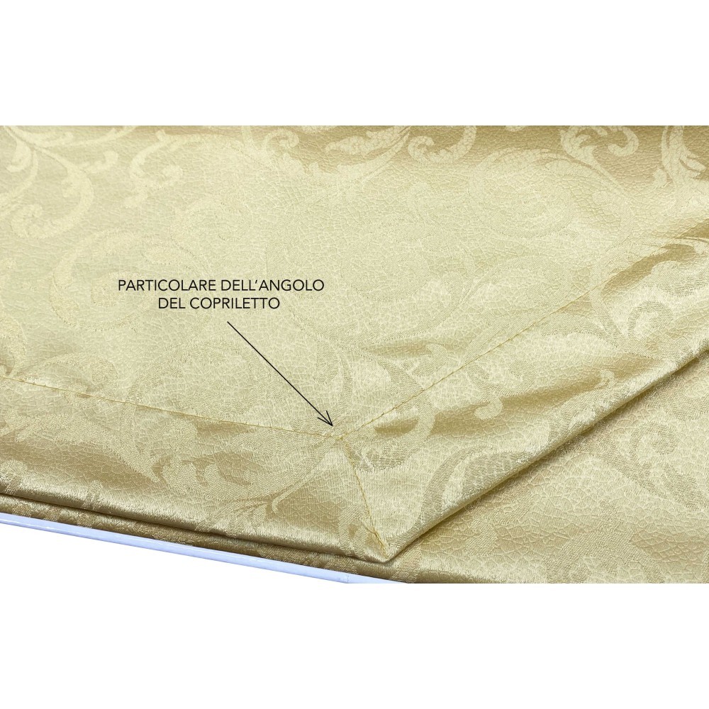GOLD RANZEN mit appliziertem Rand GOLD DOPPELLAKEN UND TAGESDECKE BRAUTIDEE