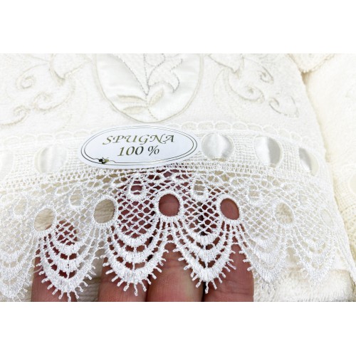 FROTTEEHANDTUCH BADESET Bestickt mit Makramee-Spitze 14-teilig IDEA SPOSA