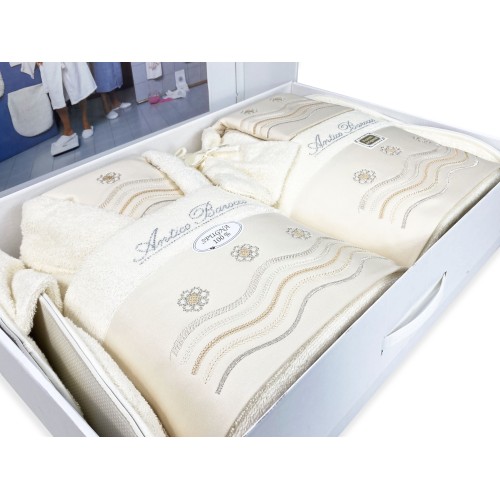 Antikes barockes besticktes Frottee-Badeset 14-teilig IDEE SPOSA