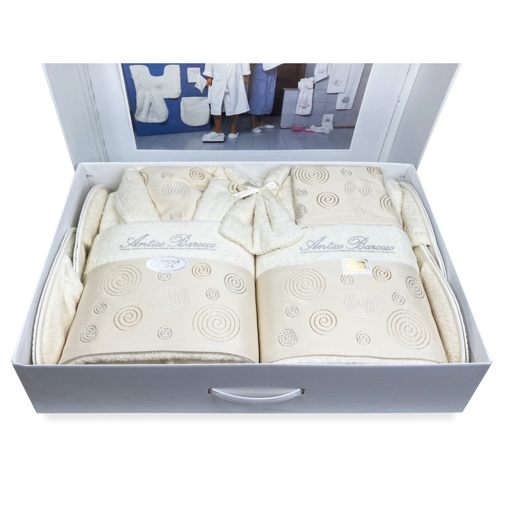 COMPLETO bagno IN SPUGNA Ricamato Antico Barocco 14 PEZZI IDEA SPOSA