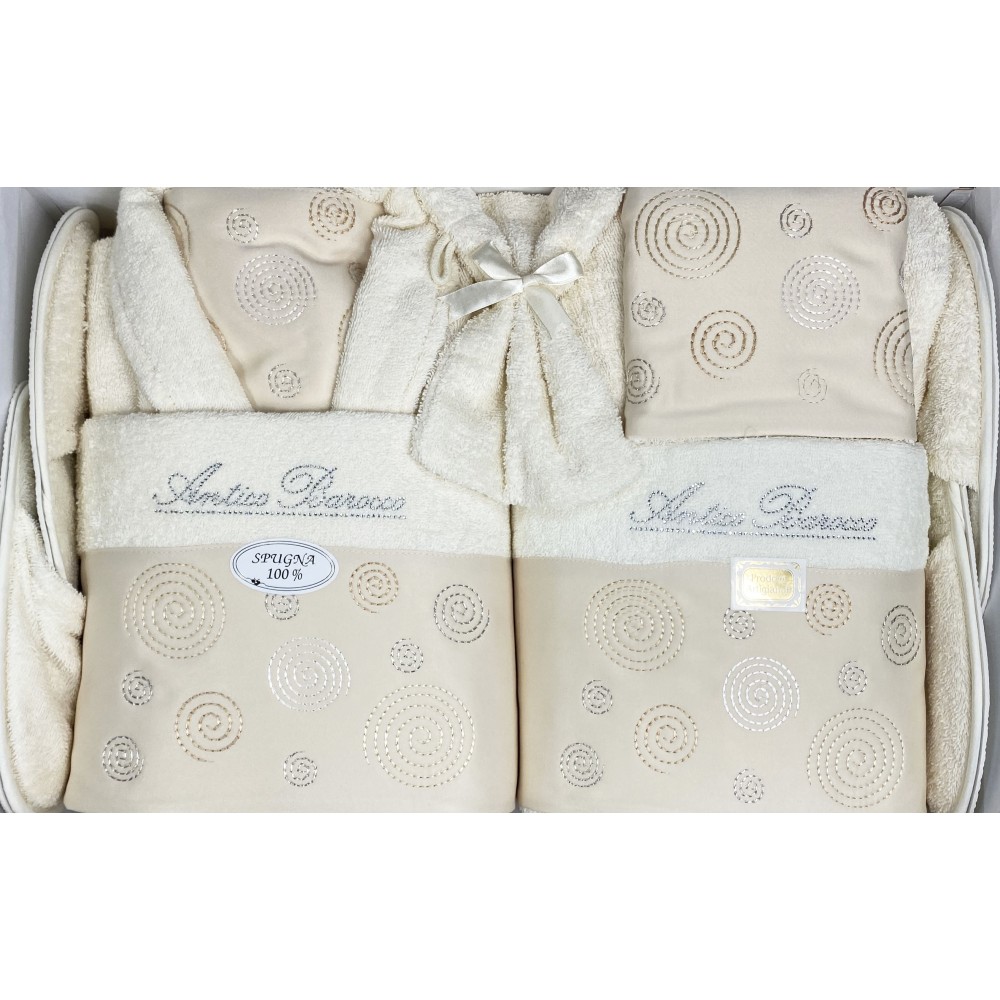 COMPLETO bagno IN SPUGNA Ricamato Antico Barocco 14 PEZZI IDEA SPOSA