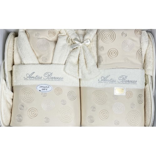 Antikes barockes besticktes Frottee-Badeset 14-teilig IDEE SPOSA