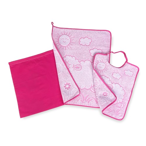 SET ASILO TRIS SACCO e ASCIUGAMANO e bavaglino WOOLY Scuola Materna